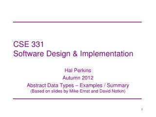 CSE 331 Software Design &amp; Implementation