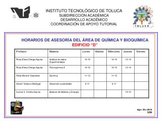 INSTITUTO TECNOLÓGICO DE TOLUCA SUBDIRECCIÓN ACADÉMICA DESARROLLO ACADÉMICO