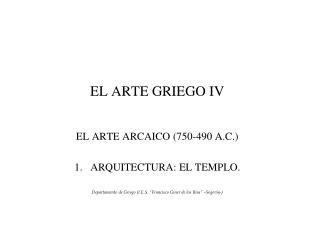 EL ARTE GRIEGO IV