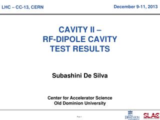 CAVITY II – RF-DIPOLE CAVITY TEST RESULTS