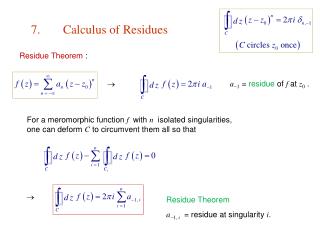 7.	Calculus of Residues