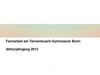 Facharbeit am Tannenbusch-Gymnasium Bonn Abiturjahrgang 2013