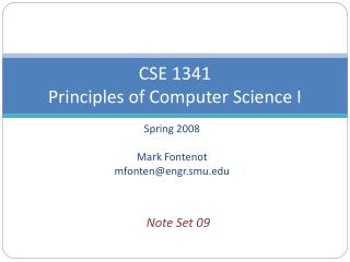 CSE 1341 Principles of Computer Science I