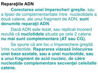 Reparaţiile ADN