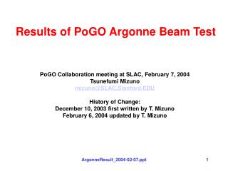Results of PoGO Argonne Beam Test