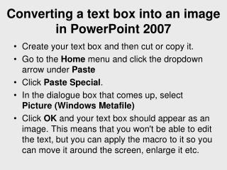 Converting a text box into an image in PowerPoint 2007