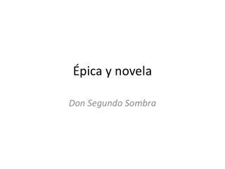 Épica y novela