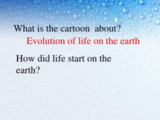 Evolution of life on the earth