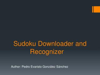 Sudoku Downloader and Recognizer