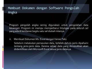 Membuat Dokumen dengan Software Pengolah Angka