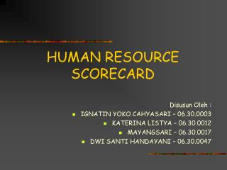 HUMAN RESOURCE SCORECARD