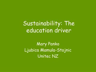 Sustainability: The education driver