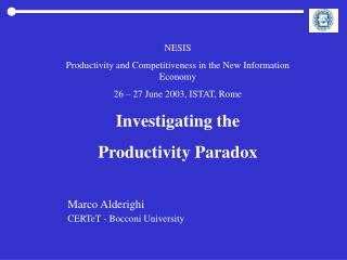 NESIS Productivity and Competitiveness in the New Information Economy