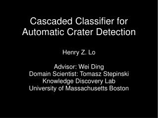 Cascaded Classifier for Automatic Crater Detection