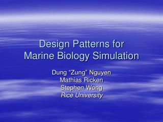 Design Patterns for Marine Biology Simulation