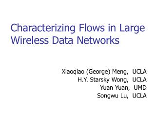 Characterizing Flows in Large Wireless Data Networks