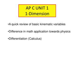 AP C UNIT 1 1-Dimension