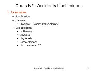 Cours N2 : Accidents biochimiques