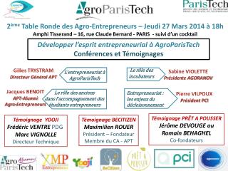 2 ème Table Ronde des Agro-Entrepreneurs – Jeudi 27 Mars 2014 à 18h