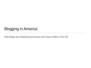 Blogging in America