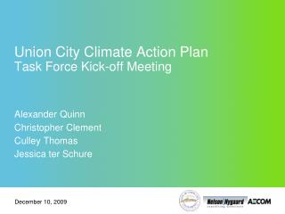 Union City Climate Action Plan Task Force Kick-off Meeting