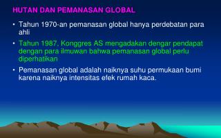 HUTAN DAN PEMANASAN GLOBAL