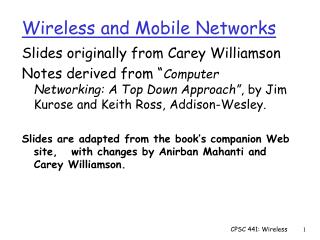 Wireless and Mobile Networks