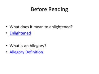 Before Reading