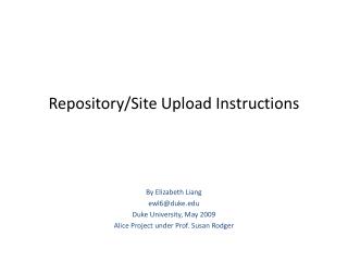 Repository/Site Upload Instructions