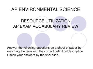 AP ENVIRONMENTAL SCIENCE