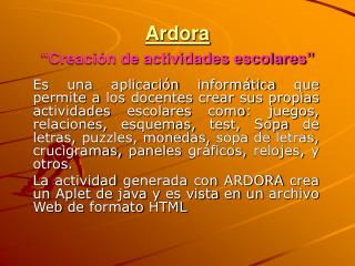 Ardora “Creación de actividades escolares”