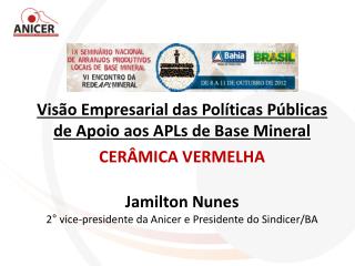 Visão Empresarial das Políticas Públicas de Apoio aos APLs de Base Mineral CERÂMICA VERMELHA