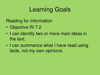 Learning Goals