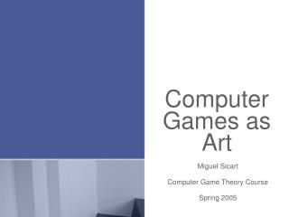 Computer Games as Art