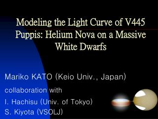 Modeling the Light Curve of V445 Puppis: Helium Nova on a Massive White Dwarfs