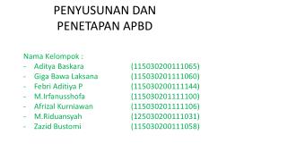 PENYUSUNAN DAN PENETAPAN APBD