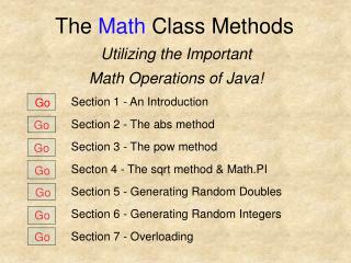 The Math Class Methods