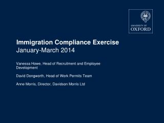 Immigration Compliance Exercise January-March 2014