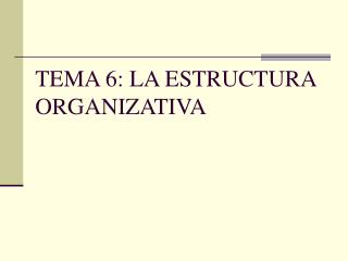 TEMA 6: LA ESTRUCTURA ORGANIZATIVA