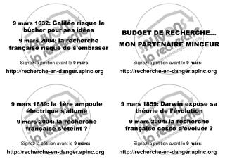 Signez la pétition avant le 9 mars: recherche-en-danger.apinc