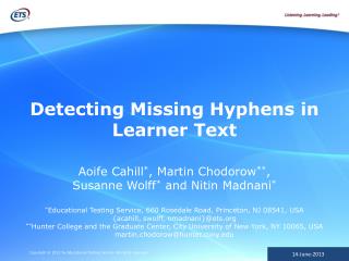 Detecting Missing Hyphens in Learner Text