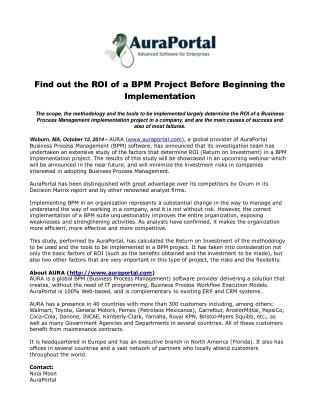 Find out the ROI of a BPM Project Before Beginning the Imple