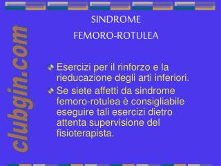 SINDROME FEMORO-ROTULEA