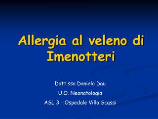 Allergia al veleno di Imenotteri