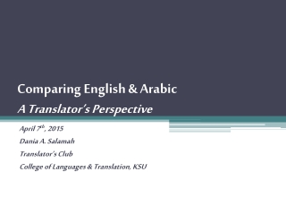 Comparing English & Arabic A Translator’s Perspective
