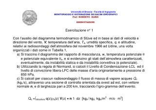 Università di Brescia - Facoltà di Ingegneria MONITORAGGIO E SISTEMAZIONE DEI BACINI IDROGRAFICI