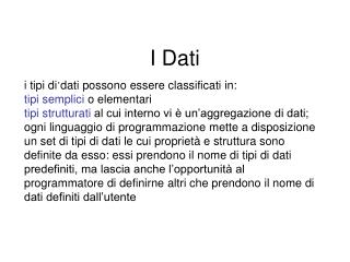 I Dati