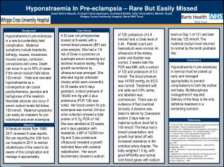 Hyponatraemia In Pre-eclampsia – Rare But Easily Missed