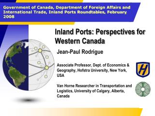 Inland Ports: Perspectives for Western Canada