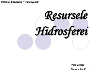 Resursele Hidrosferei